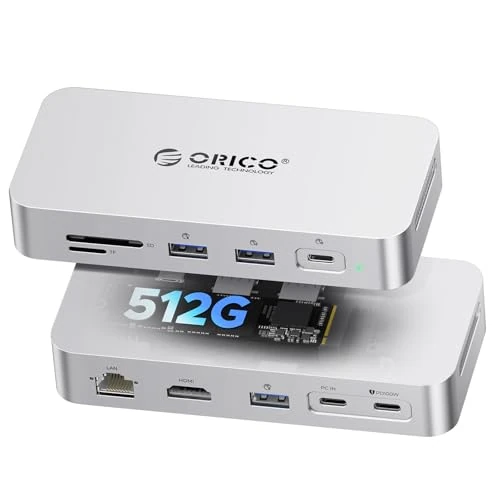 Oferta limitowana: ORICO Zewnętrzna stacja dokująca SSD 512 GB, do 1000 MB/s 10 w 1 USB C HUB z M.2 NVMe SSD, obsługa wyświetlacza HDMI 4K przy 60 Hz, 100 W PD, Ethernet, SD/TF dla MacBooka Pro, MacBook Air, iMac, z 605.91 zł na 605.91 zł (oszczędź 0.00%)