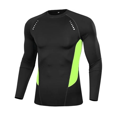 Terecey Hauts de Compression de Running Homme à Manches Longues T-Shirt Running Homme Séchage Rapide Maillot de Corps Maillot Sport Respirant
