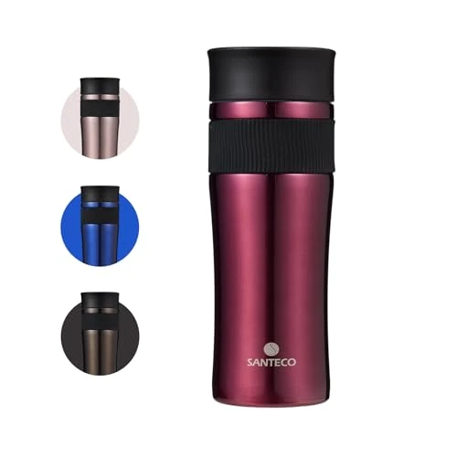 SANTECO Kaffee-Reisebecher 510 ml, Thermosflasche aus Edelstahl, Isolierflasche für Heißgetränke, auslaufsichere Thermoskanne-Wein