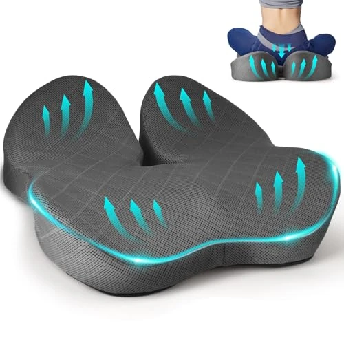 Fwiull Orthopaedic Seat Cushion, Coccyx Relief for Car, Sofa, Office, High-Quality Memory Foam Seat Cushion, Seat Cushion, Dark Grey