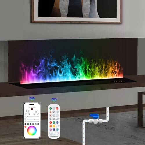 Offerta a tempo: Mexhom Camino elettrico vapore, colorato telecomando APP, circolazione automatica dell'acqua, 150cm，Nessun calore - 0.00% da 989.99 € a 989.99 €