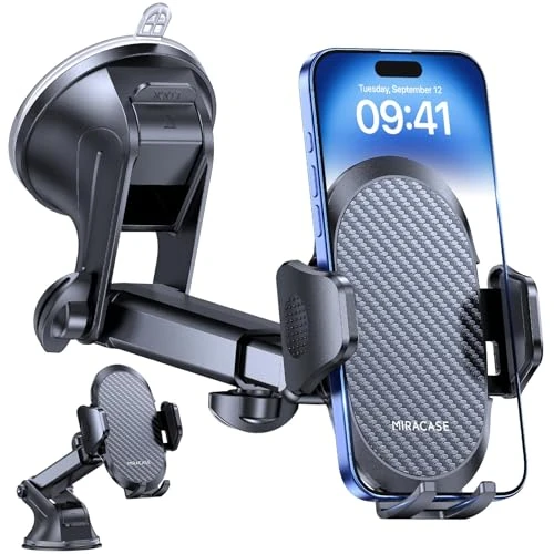 Limited-time offer: Miracase Car Phone Holder [2024 Powerful Suction Cup] Car Phone Holder Windscreen & Dashboard, 360° Rotation & One-Hand Operation Car Attachment Compatible with 4-7 Inch Smartphone from 12.33 GBP to 12.33 GBP (save 0%)