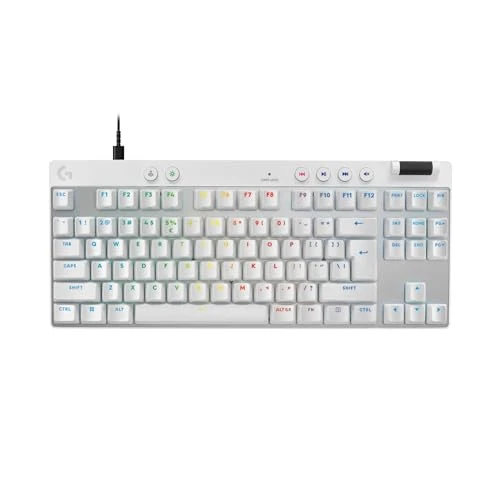 Beperkte aanbieding: Logitech G PRO X TKL RAPID bedraad gaming-toetsenbord zonder numpad en met magnetische analoge schakelaars, Rapid Trigger-modus, instelbare bediening en aanpasbare RGB-verlichting, US INTL - Wit van 189.99 EUR naar 149.00 EUR (besparing 22%)