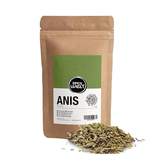 Spicy Welt Hele Anijszaadjes (100g) - Anijszaadjes voor Thee, Bakken & Kruidenmixen | Zoet-Aromatische Smaak | 100% Natuurlijk, Zonder Toevoegingen