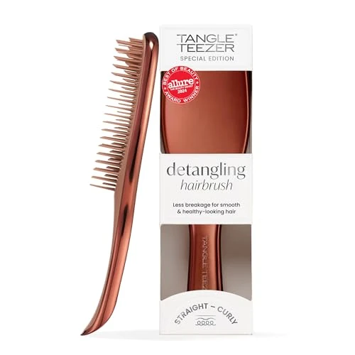 Tangle Teezer Ultimate Detangler Hairbrush - Cepillo Desenredante para Pelo Seco y Mojado - Apto para Todo Tipo de Cabello - Púas de Doble Altura, Menos Rotura y Sin Nudos - Cromado Bronce Chocolate