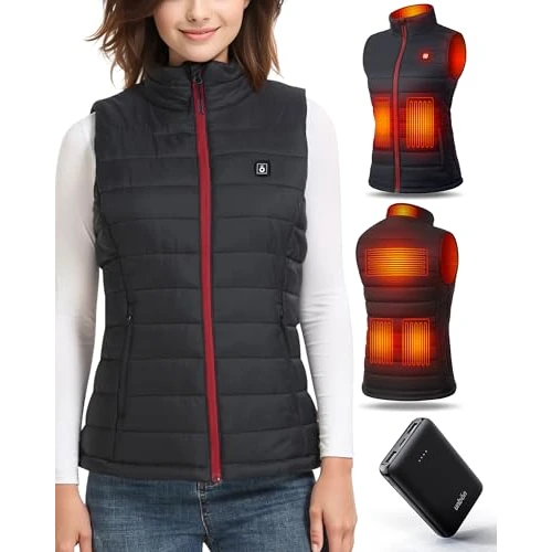 Oferta ograniczona: UNBON Ogrzewana kamizelka damska, z powerbankiem, USB 10 000 mAh, podgrzewana kamizelka z 3 regulowanymi temperaturami, 6 stref grzewczych, kamizelka cieplna z akumulatorem USB, ogrzewana kurtka z 99.99 EUR na 75.99 EUR (znizka 24%)