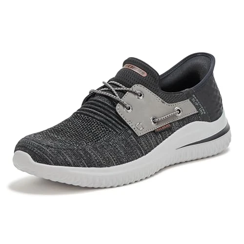 Oferta limitada: Skechers Delson 3.0-Roth 210606 - Zapatillas con Cordones elásticos fijos de calce rápido, caña Baja, para Hombre, Negro/Gris, 45.5 EU de 90.00 € a 90.00 € (ahorro 0.00%)