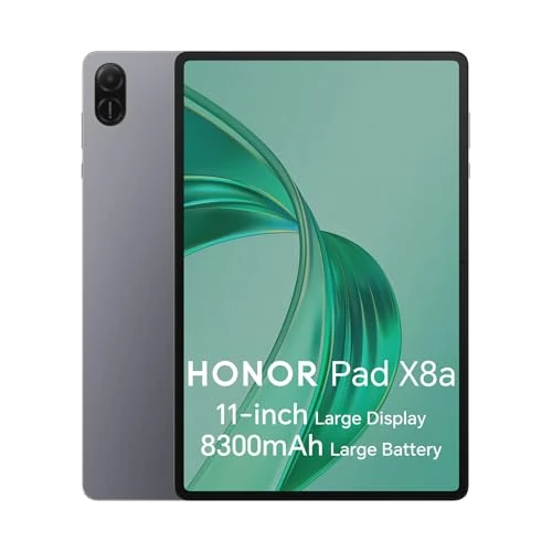 HONOR Pad X8a Tablet 128 GB geheugen (uitbreidbaar tot 1 Tb) 8300 mAh, 11 inch 90 Hz display met bescherming, Qualcomm SD 680, Wi-Fi/GPS/Android 14, grijs