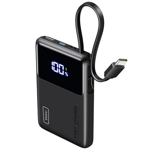 Oferta limitada: INIU Power Bank, Cargador Portátil de 10000 mAh 20W con Cable USB-C Integrado, USB C In&out, Batería Externa Carga Rapida Delgada y Liviana para iPhone 16 15 14 13 Samsung S23 S22 Google y Más de 29.99 EUR a 29.99 EUR (ahorro 0%)