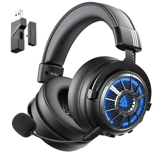 Offerta a tempo: EKSA E5000BT - Cuffie da gaming wireless, microfono con cancellazione del rumore rimovibile, Bluetooth 5.3, cuffie da gaming 2.4GHz, USB-C e USB, audio surround 7.1, per PC, PS4, PS5, Mac - 0.00% da 29.99 € a 29.99 €
