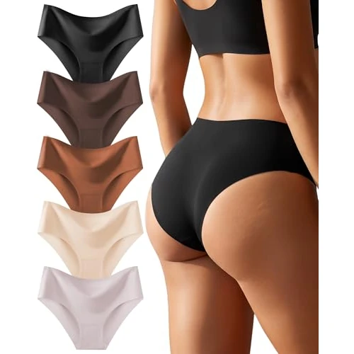 Offerta a tempo: ALL OF SHE 5 Pack di Mutande Senza Cuciture Donne a Vita Media scivolamenti Morbidi Mutandine Senza Cuciture Biancheria Intima Donne Multipack XS-XL - 49% da 23.99 € a 12.21 €