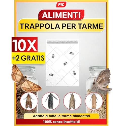 Offerta a tempo: PIC Trappole per Tarme Alimentari 12X – Trappola Farfalline Alimentari con Feromoni, Antitarme Alimentari per Dispensa e Cucina, Trappole Adesive Contro Le Farfalline del Cibo per Il Diagnosi Precoce - 0.00% da 11.49 € a 11.49 €
