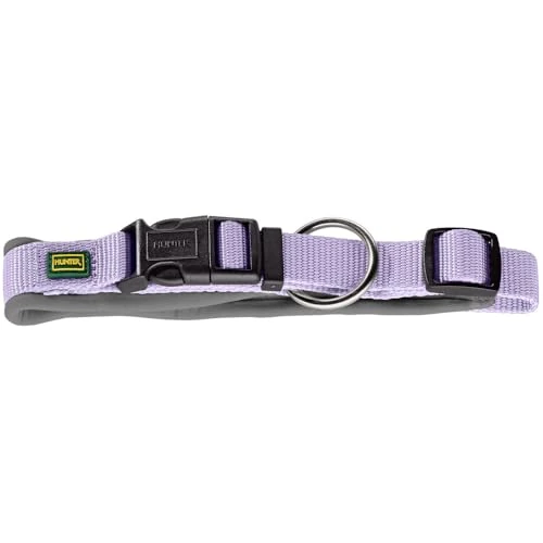 HUNTER Neopen Vario Plus, collare per cani, colore: lavanda/grigio, nylon resistente, morbida imbottitura in neoprene, regolabile in modo continuo, con scarico della trazione, facile da pulire