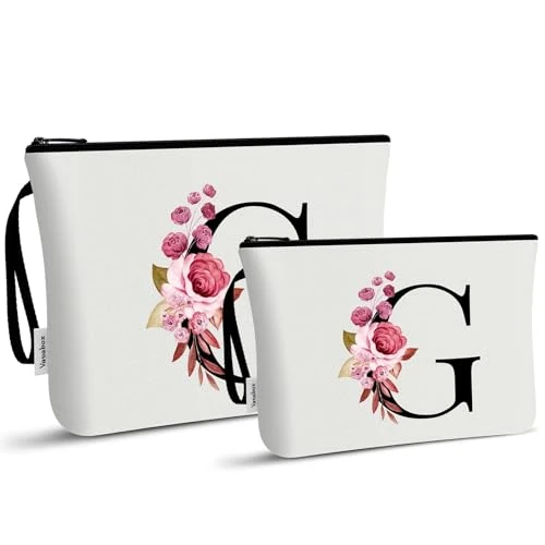 Limited-time offer: Vavabox 2Pcs Initial Toiletry Bags Set Birthday Gifts for Women (G, White) from 15.99 £ to 11.88 £ (save 26%)