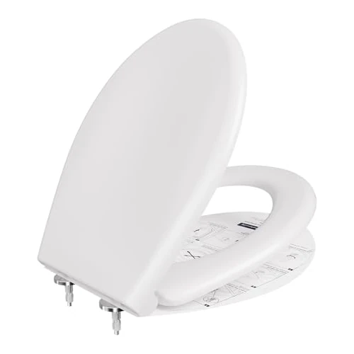 ANYCEE Oval Toilet Seat, Duroplast, White, Soft-Close Mechanism, Antibacterial, Quick Release Function, Universal, 150 kg Load Capacity