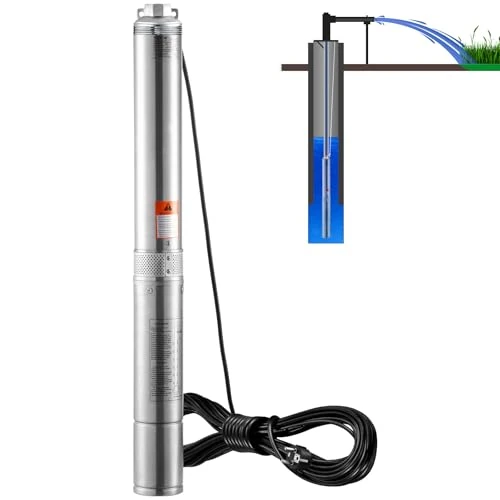 Offerta a tempo: VEVOR Pompa Sommergibile per Pozzi Profondi, IP68 750W 230 V 60 Hz, Massima Portata 7,1 m³/h Prevalenza 75 m, Cavo Elettrico 9,1 m, Scatola Controllo Acciaio Inox Irrigazione Industriale Uso Domestico - 11% da 120.88 € a 107.90 €