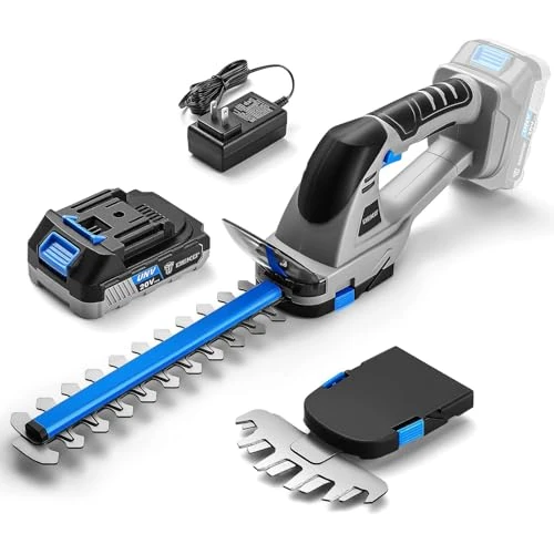 Zeitlich begrenztes Angebot: Akku Heckenschere Heckenschere 20V: DEKOPRO 2-in-1 Elektrogartenscheren mit Akku Heckenschere mit akku und ladegerät 2000mAh, Gartengeräte, Astschere Grasschere für Hof Garten Rasen, Blau von 47.99 € auf 42.99 € (10% Rabatt)
