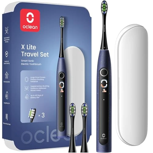 Begrenztes Angebot: Oclean X Lite Schallzahnbürste Blau Gift Set, elektrische Zahnbürste mit 3 Bürstenköpfe, Electric Toothbrush mit IPX7 Wasserdicht, 5 Putzprogrammen, Timer, Reiseetui von 41.15 EUR auf 34.98 EUR (Rabatt 15%)