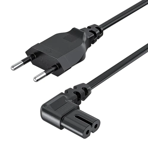 GlasFlength 3 m Power Cable, Power Cable 2 Pin Euro Plug to EU Plug C7 Figure 8 Power Cord for Samsung Philips LG Sony TV PS4 PS5 Xbox PC Monitor DVD Printer – Black