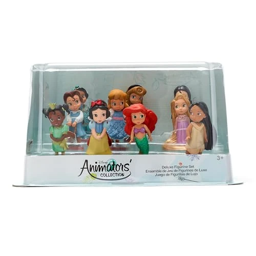 Disney Store Oficjalna kolekcja Disneya Animators zestaw figurek Deluxe, 10 szt., zestaw figurek księżniczek Disneya, w tym Tiana, Belle, Królewna Śnieżka, Kopciuszek, Ariel i nie tylko - odpowiedni