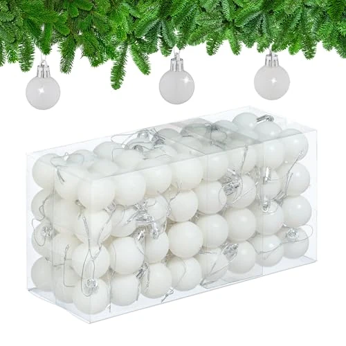 Zeitlich begrenztes Angebot: Relaxdays Weihnachtskugeln im 96er Set, glitzernde, matte & glänzende Baumkugeln, Weihnachtsbaumdeko, Kunststoff, weiß von 18.99 € auf 18.99 € (0.00% Rabatt)