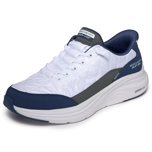 Limited-time offer: Skechers Men's Contour Foam Cozy Fit Hands Free Slip-in Sneaker,White/Navy,9.5 from $74.99 to $74.99 (save 0.00%)