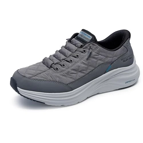 Offerta a tempo: Skechers Uomo Contour Foam Cozy Fit Slip-in ALLENATRICE, Charcoal Mesh/Duraleather/Black Trim, 41.5 EU - 22% da 89.95 € a 70.07 €