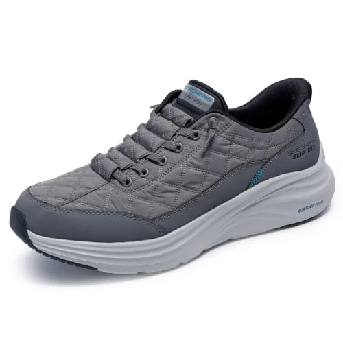 Offerta a tempo: Skechers Uomo Contour Foam Cozy Fit Slip-In ALLENATRICE, Charcoal Mesh/Duraleather/Black Trim, 40 EU - 0.00% da 90.00 € a 90.00 €