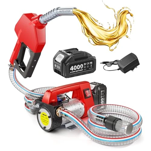 Oferta limitada: Bomba de Trasvase Diesel a Batería 21V: Caudal 45 L/min, bomba de combustible eléctricas para diésel y queroseno, con batería de 1 x 4,0 Ah, boquilla y 2 mangueras de 2 m - Para camiones y tractores de 159.99 € a 139.99 € (ahorro 13%)