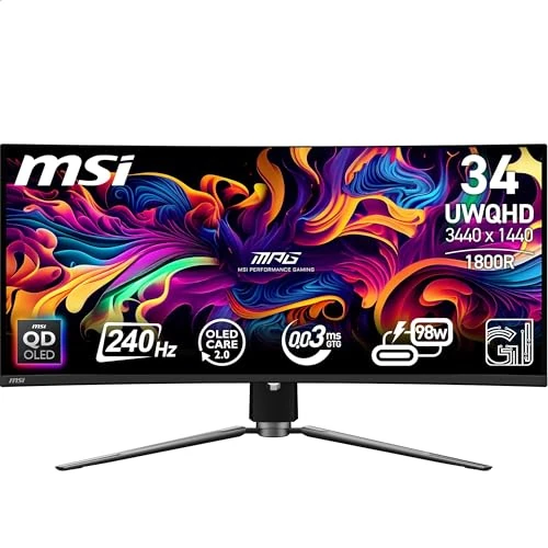 Limited-time offer: MSI MPG 341CQPX 13.4" OLED Gaming Monitor, FHD 1080p, 144Hz, Quantum Dot, Black from 662.19 £ to 662.19 £ (save 0.00%)