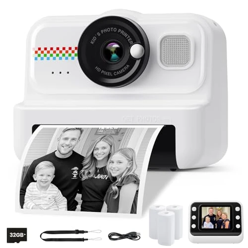 Limited-time offer: HiMont Kids Camera Instant Print, 1080P Instant Print Camera for Kids with 32GB Card & 3 Rolls Paper, Selfie Digital Camara, Funny Toys Gifts for Boys & Girls Age 3-12 (Black) from 33.99 GBP to 31.99 GBP (save 6%)