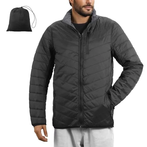 Tijdelijke aanbieding: JEMIDI outdoor gewatteerde heren jas - Tussenjas of winterjas heren - Waterafstotende herenjas - Lichtgewicht jassen - Met 5 ritszakken en draagtas van 7.69 € naar 7.69 € (0.00% korting)