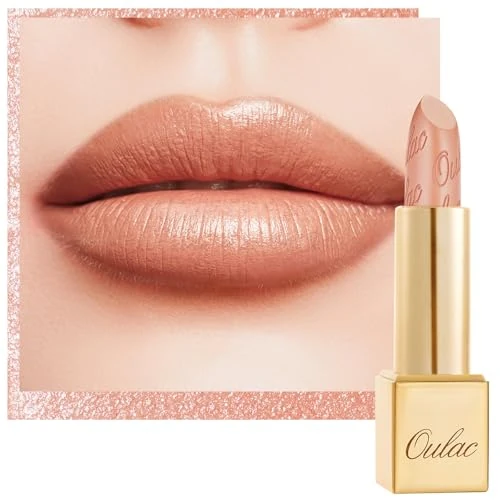 Oulac Pintalabios Mate Nude, Efecto Brillo Metálico, Barras de Labios de Larga Duración, Alta Pigmentación, Hidratación y Confort Para los Labios, Vegana, 4,3g GM02 Ethereal