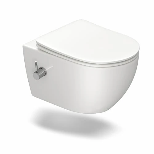 Offerta a tempo: WC con ugello integrato, WC sospeso con funzione bidet, WC con rivestimento nano-rivestimento, WC con rubinetto, sedile WC con abbassamento automatico, 53 x 36 x 35 cm - 8% da 210.89 € a 194.93 €