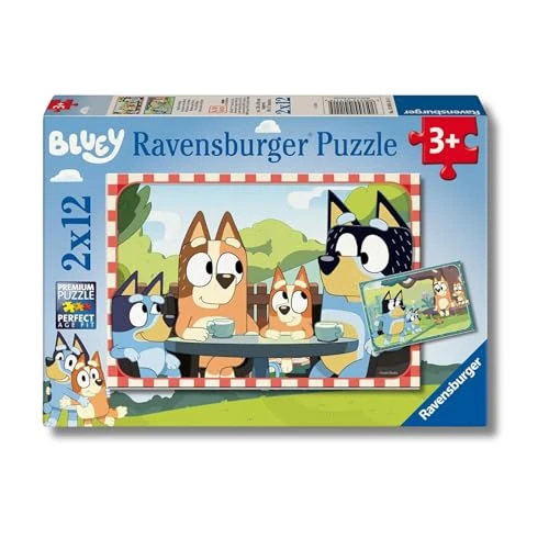 Ravensburger Bluey 12004111 Puzzle pour Enfants à partir de 3 Ans, avec 2 x 12 pièces, Cadeaux pour Les Fans de Bluey