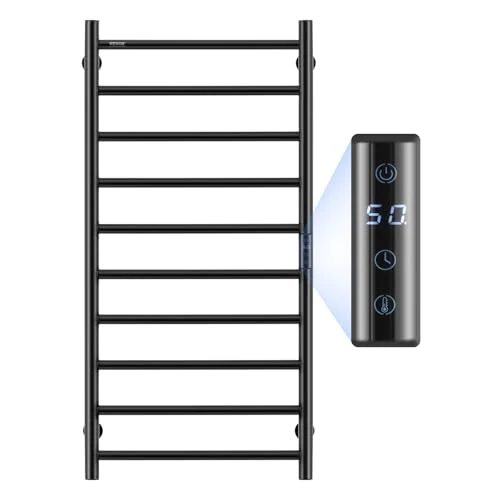 Offerta a tempo: VEVOR Scaldasalviette da Parete 10 Barre, Portasciugamani Riscaldato a Parete per Bagno, Radiatore Scaldasalviette IPX5 con Timer e Display LED, Scaldasalviette 5 Livelli di Temperatura Regolabili - 41% da 125.90 € a 73.90 €
