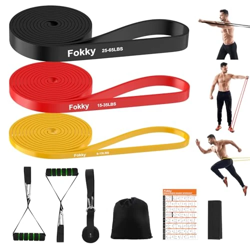 Fokky Elastyczne opaski fitness 3 elastyczne opaski fitness fitness oporowe elastyczne opaski fitness z kotwicami drzwiowymi elastyczne opaski fitness mężczyźni kobiety do rozciągania pilatesu, jogi,