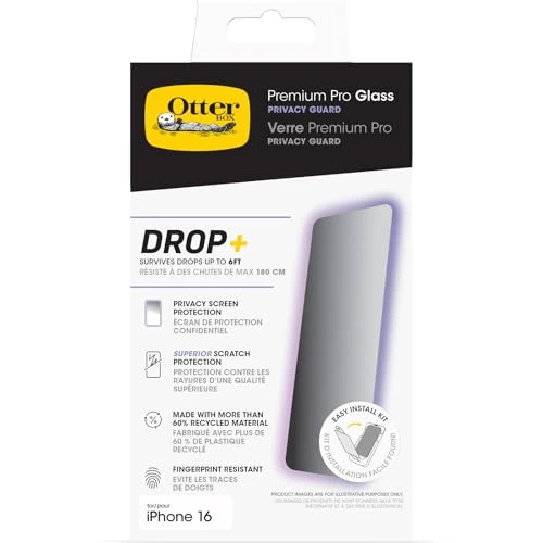 Tijdelijke aanbieding: OtterBox Premium Pro Privacy glazen schermbeschermer voor iPhone 15 Plus, gehard glas, superieure krasbescherming, overleeft vallen tot 6ft, antimicrobiële bescherming van 39.91 EUR naar 29.93 EUR (korting 25%)