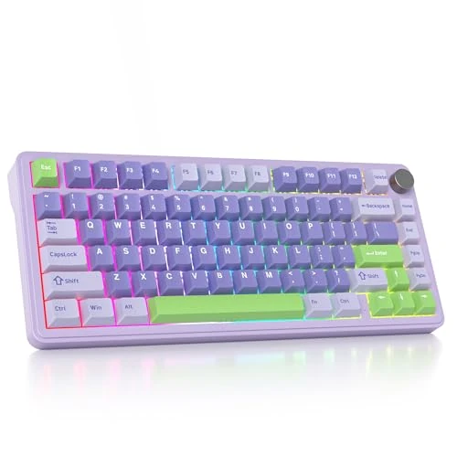 Offerta a tempo: SbocKeeb M75 Tastiera meccanica wireless con manopola, Tastiera da gioco meccanica compatta 75% RGB sostituibile a caldo BT5.0/2.4G/USB con Creamy Switch-5 schiume fonoassorbenti - QWERTY americana - 50% da 68.99 € a 34.39 €