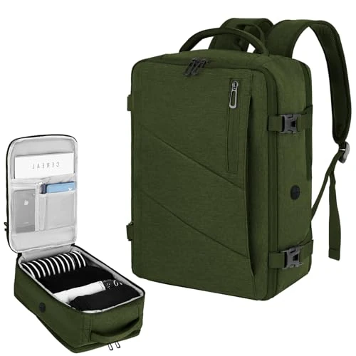 Offerta a tempo: VOESLD Zaino per Ryanair 40x20x25, Zaino da Viaggio Aereo Bagaglio a Mano Verde Zaini Porta PC Impermeabile zaini Bagaglio a Mano Donna Uomo - 40% da 29.99 € a 17.99 €