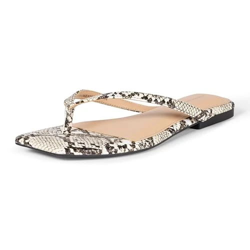 Zeitlich begrenztes Angebot: Amazon Essentials Damen Flip-Flops mit eckiger Zehenpartie, Graues Schlangenlederimitat, 42 EU von 8.43 € auf 8.43 € (0.00% Rabatt)