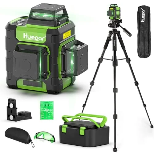 Oferta limitada: Huepar Nivel Láser Autonivelante 360 Grados, Nivel Láser 3D 360° Verde con Modo de Pulso, Kit con Tripode de 127CM, Soporte Magnético, Maletín Rígido y USB-C, para Construcción y Bricolaje - HM03CGT de 229.99 € a 229.99 € (ahorro 0.00%)