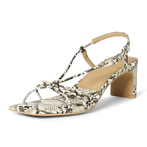 Limited-time offer: Amazon Essentials Women's Strappy Block Heel Sandals, Grey Faux Snakeskin, 8 UK from 16.66 £ to 16.66 £ (save 0.00%)