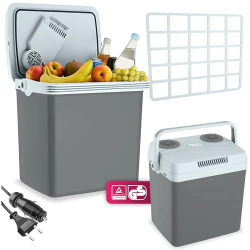 TecTake® Elektryczna chłodziarka 25 l, funkcja chłodzenia i ogrzewania, idealna do napojów Camping Car Travel Kosmetyki Makijaż Wędkarstwo Plaża Wakacje Podróże Samochód Piknik