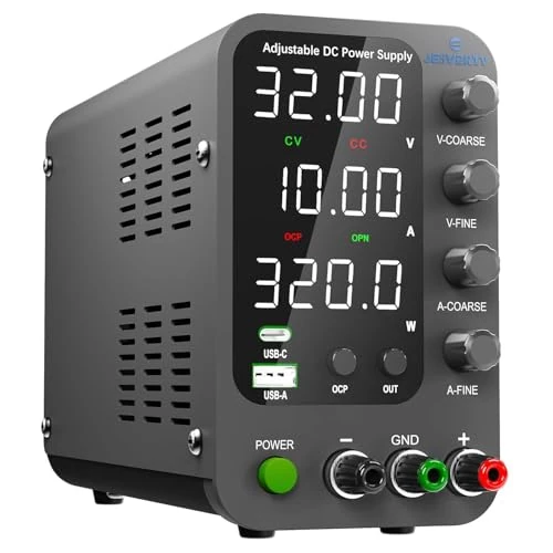 Offerta a tempo: Alimentatore CC variabile, alimentatore da banco commutabile 32V,10A con ricarica rapida USB e Type-C da 20W, manopola di regolazione fine e di corasione dell'encoder, interruttore di uscita SPS-3010V - 0.00% da 69.99 € a 69.99 €