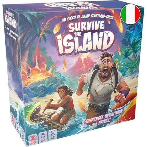 Asmodee Survive The Island Board Game, 8+ lat, 2-5 graczy, edycja włoska