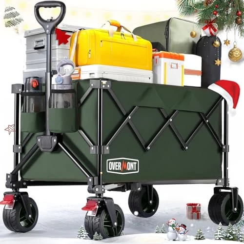 Oferta limitada: Overmont Carro Plegable para Festivales, Capacidad de 150 kg, para Camping, Playa, jardín, Picnic, Compras, Carrito Resistente con Mango Ajustable, Ruedas y Freno Todo Terreno de 94.99 EUR a 94.99 EUR (ahorro 0%)