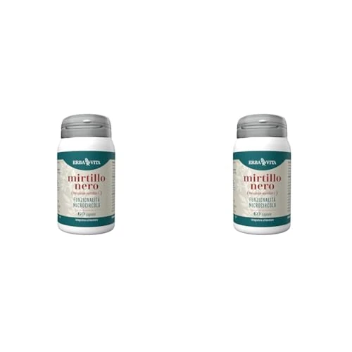 ERBA VITA Integratore Alimentare Di Mirtillo Nero - 60 Capsule - Fonte naturale di antocianosidi (Confezione da 2)