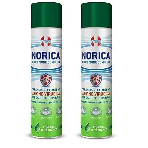 Norica Protezione Completa, Spray Disinfettante per oggetti e superfici, Essenza Tè Bianco - 300 ml (Confezione da 2)