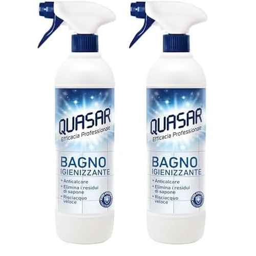 Quasar - Bagno Igienizzante - Anticalcare, Elimina i Residui di Sapone, Risciacquo Veloce - 680 ml (Confezione da 2)